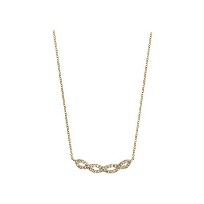 Collier plaqué or entrelacé oxydes blancs sertis 40+4cm