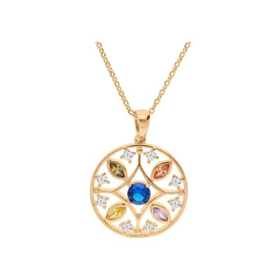 Collier plaqué or pendentif empierre 39+5cm
