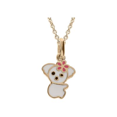 Collier plaqué or pendentif koala résine blanche 36+2cm