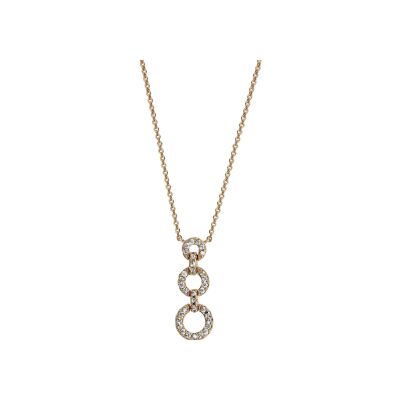 Collier plaqué or triple anneaux oxydes blancs sertis 40+4cm