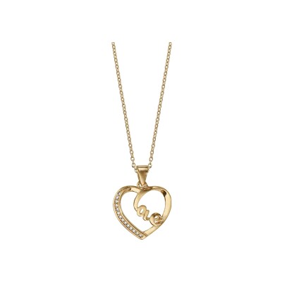 Collier plaqué or pendentif coeur love avec oxydes blancs sertis 40+5cm
