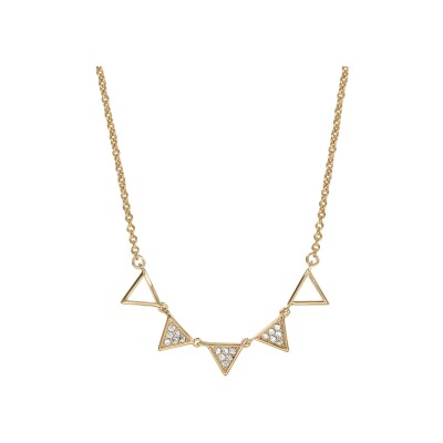 Collier plaqué or multi triangles oxydes blancs sertis 40+4cm