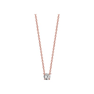 Collier plaqué or rose oxyde blanc 4mm serti 4 griffes 38+4cm