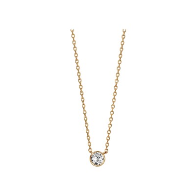 Collier solitaire plaqué or jaune oxyde 5mm serti clos 38+4cm