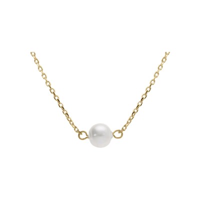 Collier plaqué or perle de culture d'eau douce 40+4cm