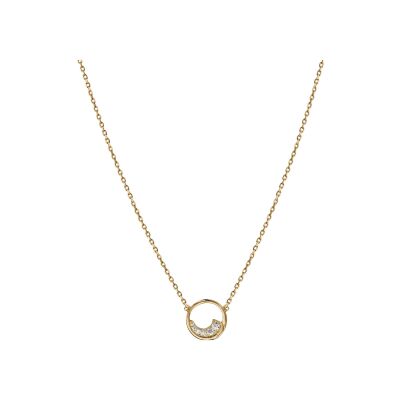 Collier plaqué or cercle oxydes blancs sertis 38+4cm