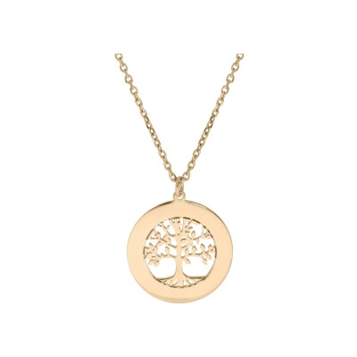 Collier plaqué or jaune petit arbre de vie 20mm contour à graver 38+5cm