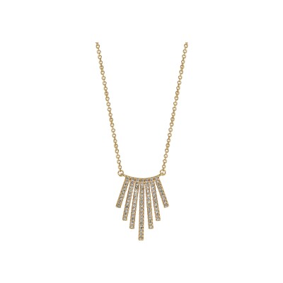 Collier plaqué or rayons de soleil oxydes blancs sertis 40+4cm