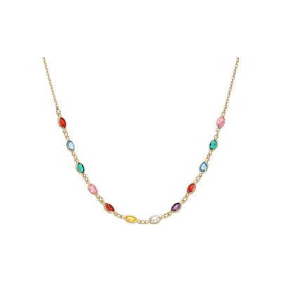 Collier plaqué or tutti frutti dégrade multicolores 38+7cm