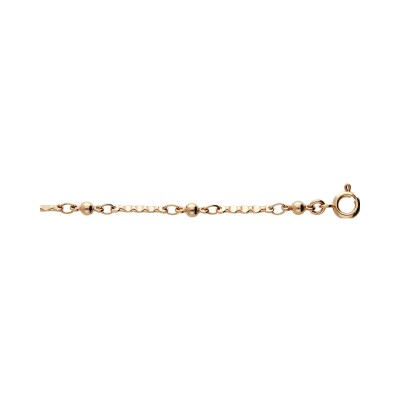 Chaîne cheville plaqué or plaquettes et boules 23+2cm