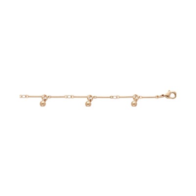 Chaîne cheville plaqué or pampilles boules 23+2cm