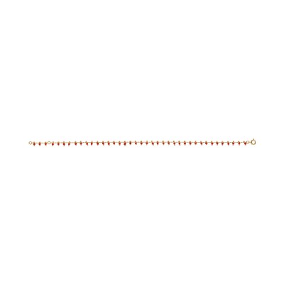 Chaîne cheville plaqué or pampilles boules corail synthetique 25cm