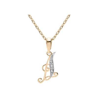 Collier plaqué or pendentif initiale a oxydes blancs sertis 42+3cm