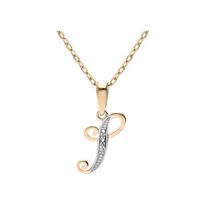 Collier plaqué or pendentif initiale s oxydes blancs sertis 42+3cm