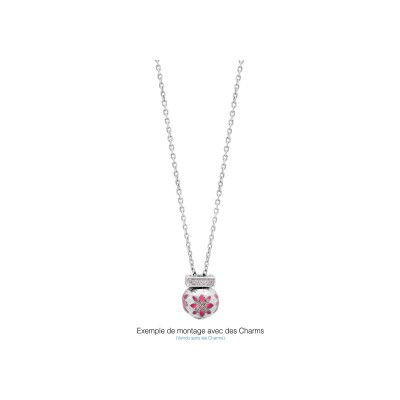 Collier argent rhodié pour coulissant 47 cm+ 11 cm