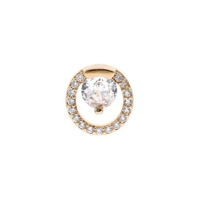 Mono-boucle d'oreille tige plaqué or cercle oxydes blancs sertis et 1 oxyde central blanc serti griffes