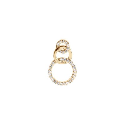 Mono-boucle d'oreille tige plaqué or 3 ronds 1 lisse et 2 avec oxydes blancs sertis