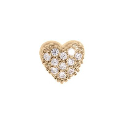 Mono-boucle d'oreille tige plaqué or coeur oxydes blancs sertis