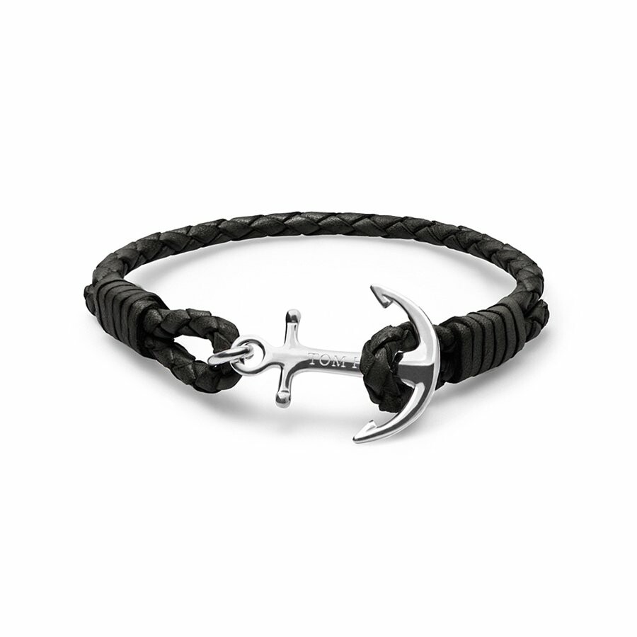 Bracelet Tom Hope Jet Black S noir en cuir et argent