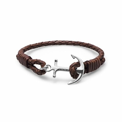 Bracelet Tom Hope Havana Brown S marron en cuir et argent