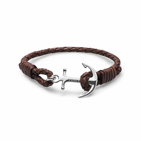 Bracelet Tom Hope Havana Brown M marron en cuir et argent