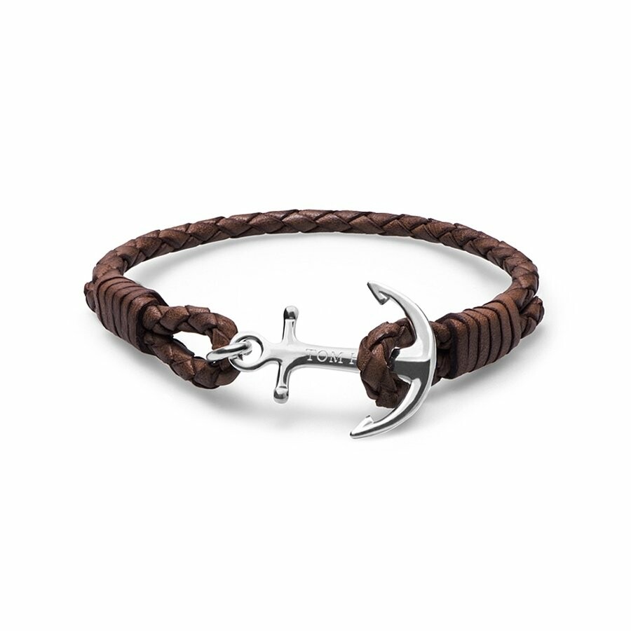 Bracelet Tom Hope Havana Brown L marron en cuir et argent