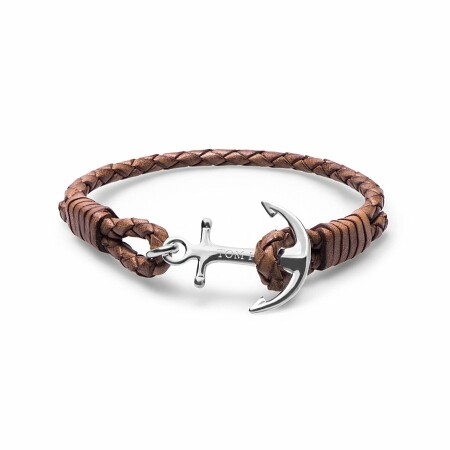 Bracelet Tom Hope Cognac S marron clair en cuir et argent