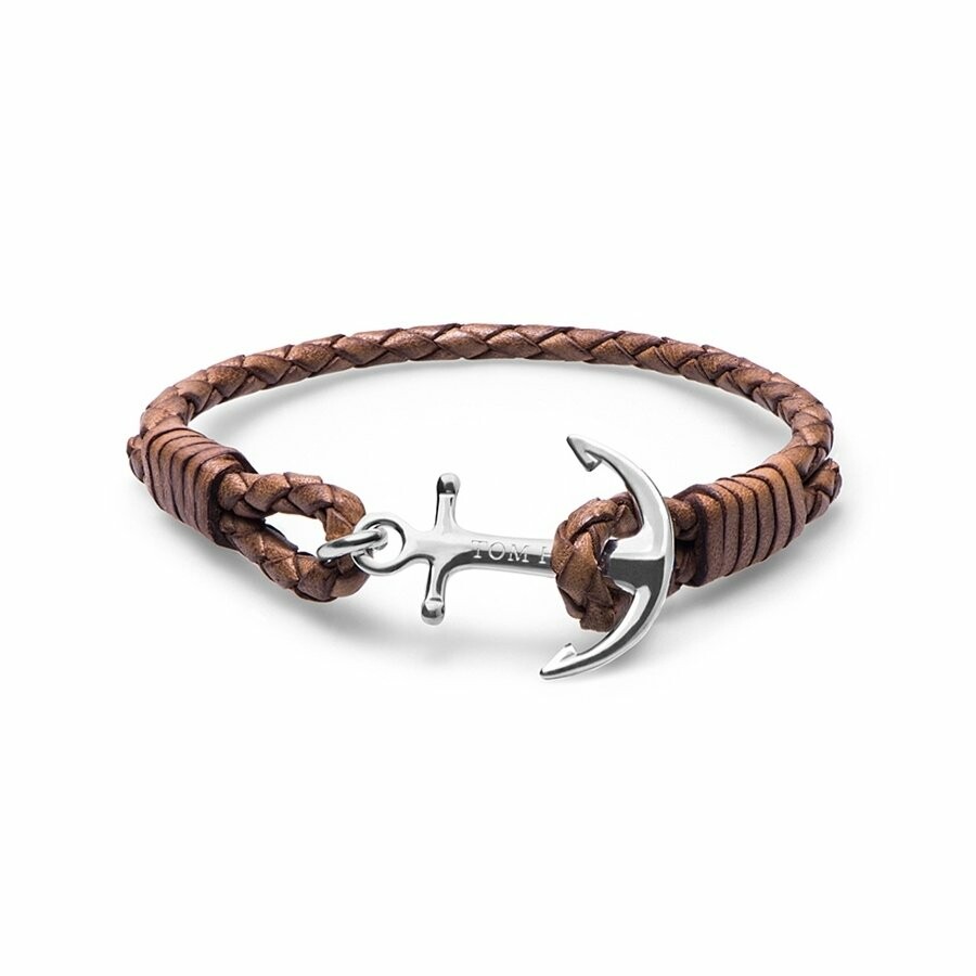 Bracelet Tom Hope Cognac M marron clair en cuir et argent