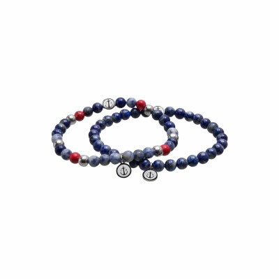 Bracelet Tom Hope Laguna Arctic en acier et pierres naturelles polies