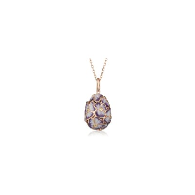 Collier Tsars Collection Tamara en argent doré rose, email et zircons blancs