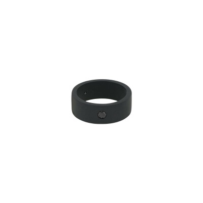 Bague solitaire Mano J en titane et diamant noir