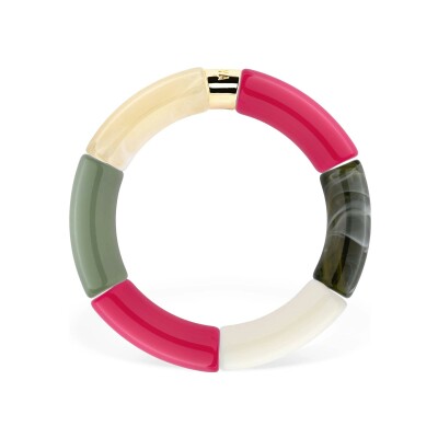 Bracelet Pipoca Alamanda 1 en acrylique, résine et acier doré, vert rose