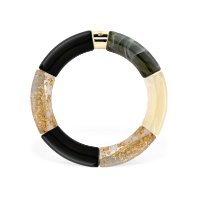 Bracelet PARABAYA Pipoca Black Night 6 perles en résine et acrylique Noir