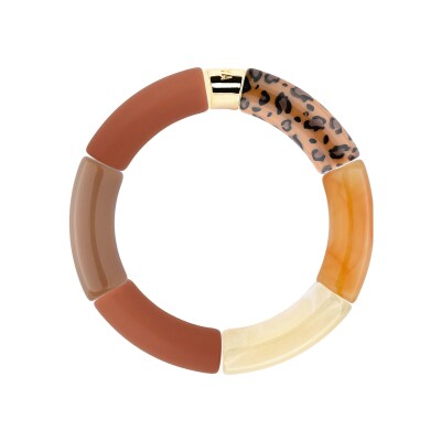 Bracelet PARABAYA Pipoca Caracal 6 perles en résine et acrylique - Leopard Terracota Creme
