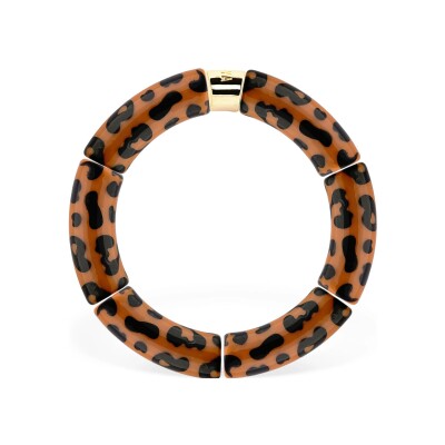 Bracelet PARABAYA Pipoca Graou 6 perles en résine et acrylique - Leopard 