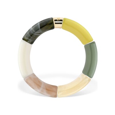 Bracelet Pipoca Limao 1 en acrylique, résine et acier doré, jaune vert