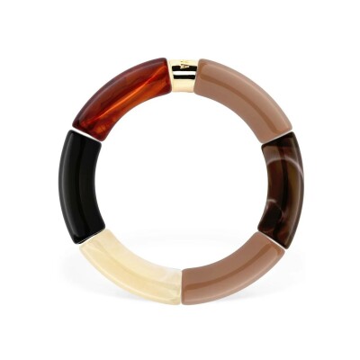 Bracelet PARABAYA Pipoca Moca 6 perles en résine et acrylique - Creme Chocolat Ambre