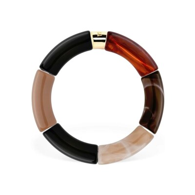 Bracelet PARABAYA Pipoca Moca 6 perles en résine et acrylique - Creme Chocolat Ambre