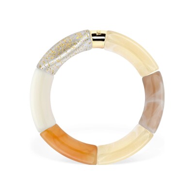 Bracelet PARABAYA Pipoca Neve 6 perles en résine et acrylique Beige