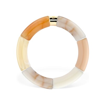 Bracelet PARABAYA Pipoca Neve 6 perles en résine et acrylique Beige