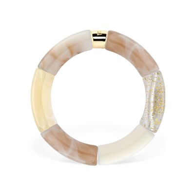 Bracelet PARABAYA Pipoca Neve 6 perles en résine et acrylique Beige