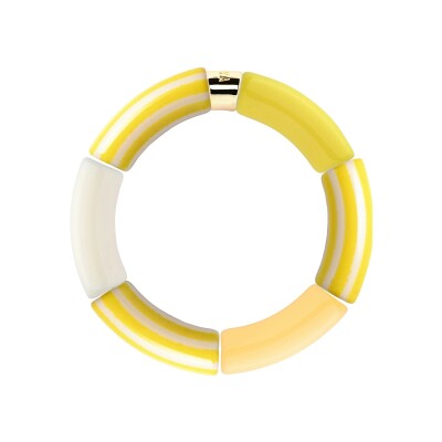 Bracelet PARABAYA Riviera Amarelo 6 perles en résine et acrylique Jaune
