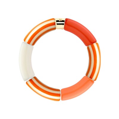 Bracelet PARABAYA Riviera Laranja 6 perles en résine et acrylique Orange