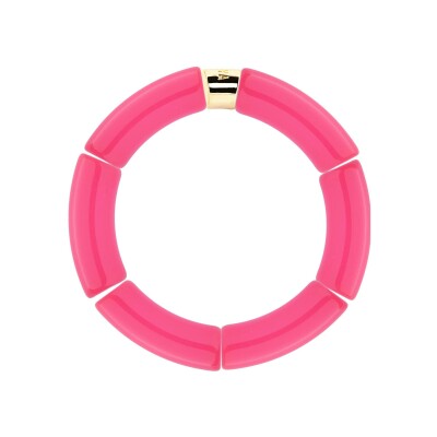 Bracelet PARABAYA Riviera Magenta 6 perles en résine et acrylique Rose fushia