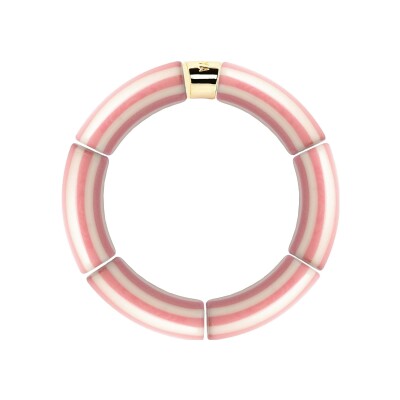 Bracelet PARABAYA Riviera Rosado 6 perles en résine et acrylique Rose poudré