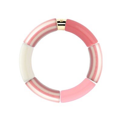 Bracelet PARABAYA Riviera Rosado 6 perles en résine et acrylique Rose poudré