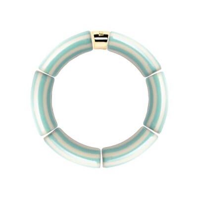 Bracelet PARABAYA Riviera Lagon 6 perles en résine et acrylique Bleu lagon