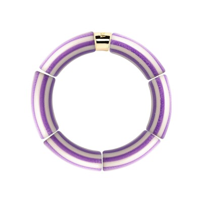 Bracelet PARABAYA Riviera Lila 6 perles en résine et acrylique Violet