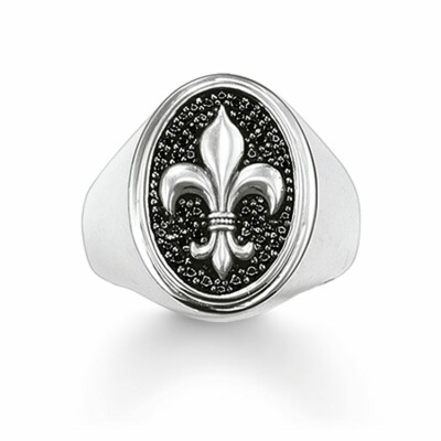 Bague Thomas Sabo Rebel at heart Fleur de lys en argent et oxyde de zirconium noir 