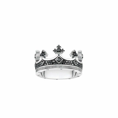 Bague Thomas Sabo Rebel At Heart riche ornement en argent et oxydes noirs